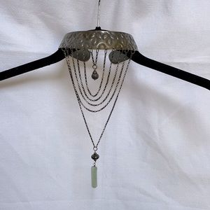 Necklace bronze collar with chains and beautiful stone details